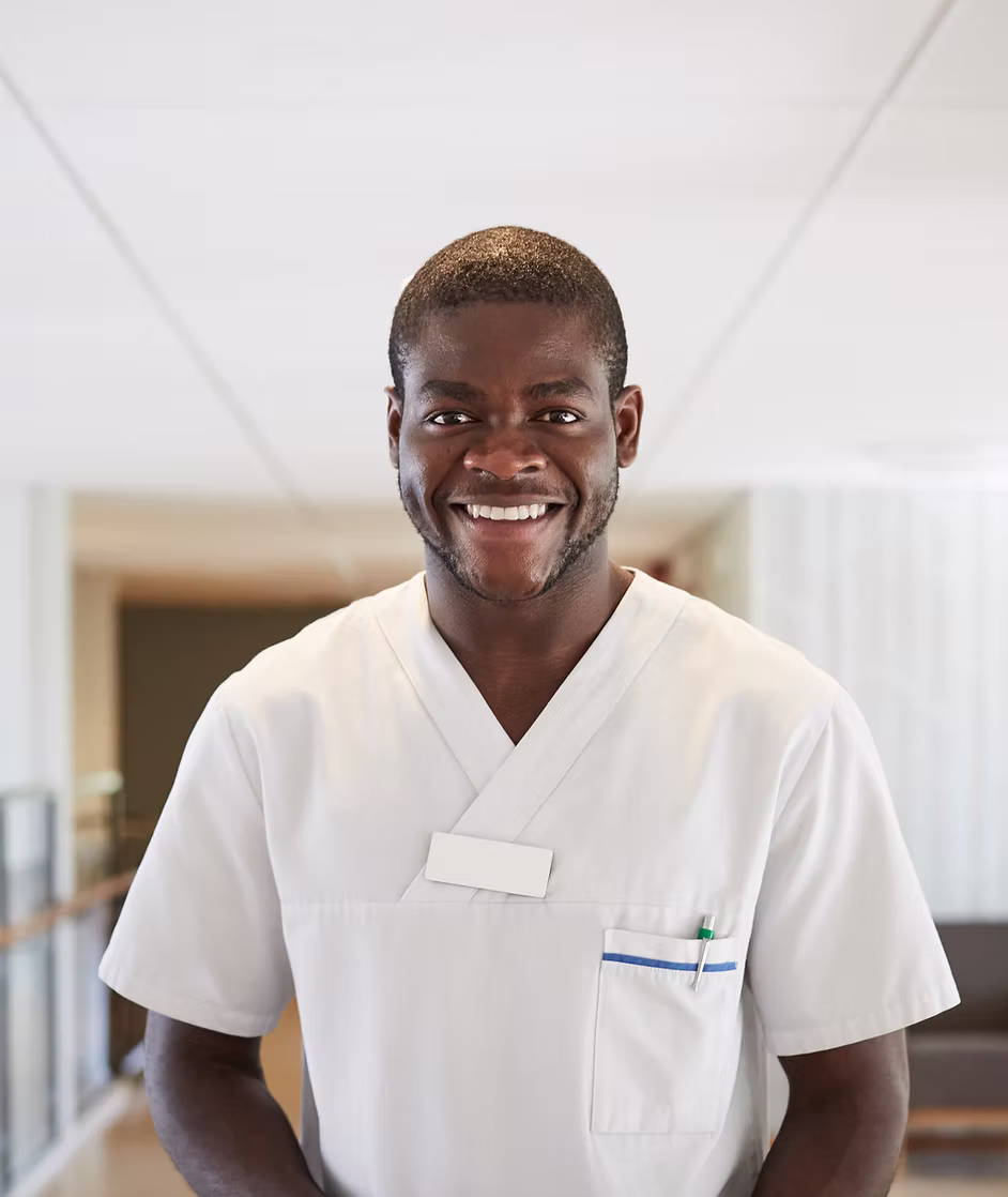 Healthcare professional smiling